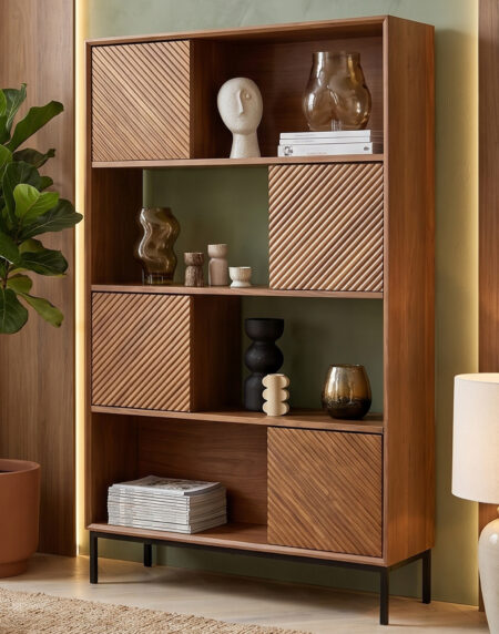 Fluted Textured Wood Cabinet