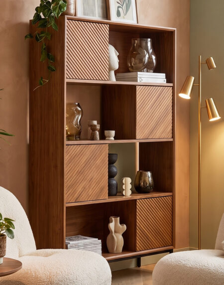 Fluted Textured Wood Cabinet